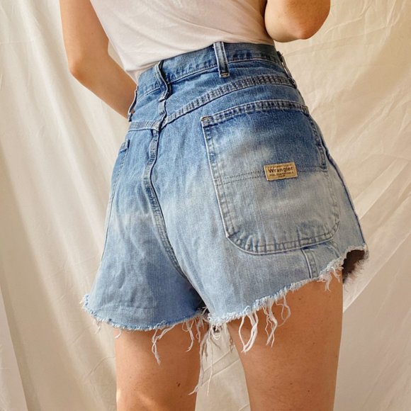 Wrangler Pants - Vintage Wrangler Bleached High Rise Denim Shorts